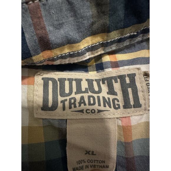 Duluth Trading XL men's Plaid Cotton shirt button down short sleeve pocket - Picture 2 of 3